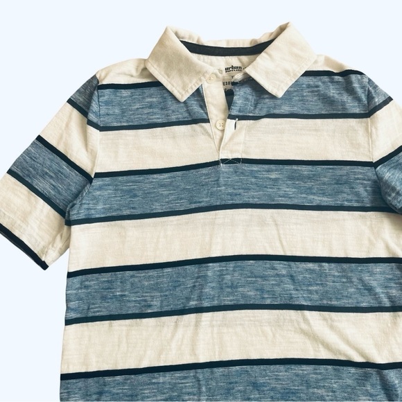 Urban Pipeline ultimate polo white blue striped short sleeve collar button Boy S - Picture 9 of 9